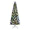 Glitzhome® 9ft Pre-Lit Green Cashmere Slim Pine Artificial Christmas Tree, Multicolor LED Lights
